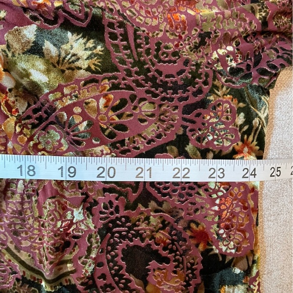 Chico’s Vintage Burnout Metallic Velvet Elastic Waist Wrist Tie Blouson Top - Picture 8 of 9